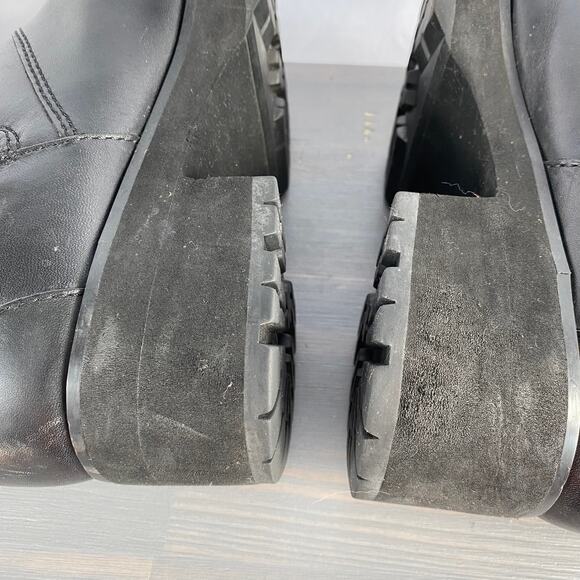 VTG UGG Australia Y2K 90s Leather Fur Boots Women 9 Black Chunky Platform Goth - Picture 6 of 11